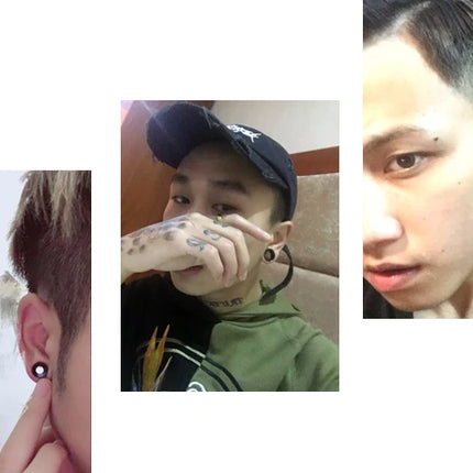 316L Stainless Steel Ear Plugs and Tunnels Piercings Black Screwed Earring Expander Earlet Gauges Body Piercings Jewelry