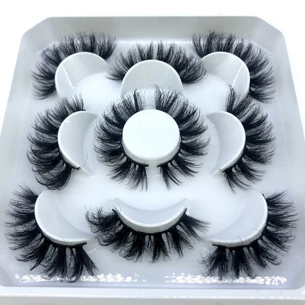 AMSDCN New 5-Pair 8-25mm Natural 3D Mink Eyelash Extension Eyelash Maquiagem