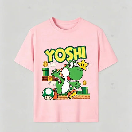2026 Summer Boys Girls Family Kids T-shirt Tops Summer Cartoon Yoshi Men's Women's Short Sleeve T-shirt Tops