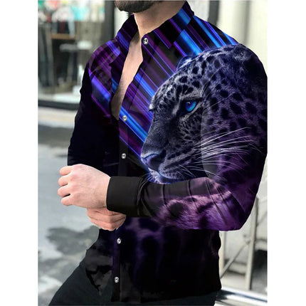 2024 Men's  Long Sleeve Shirt Casual All-match Fashion Street Men's Shirt Lapel Single-breasted Long Sleeve Top Men's Clothing