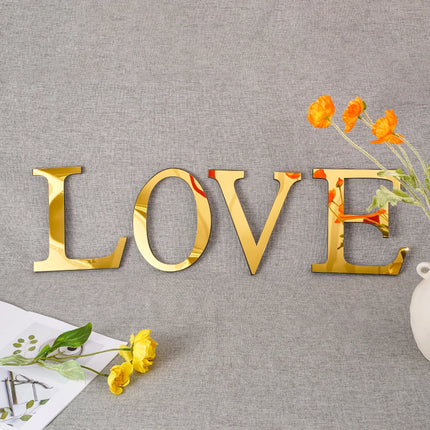 Gold 3D Mirror Letter Stickers For Wall Home Decor 10/15/20/25/30cm Acrylic Alphabet DIY English Letter Party Decoration Sticker