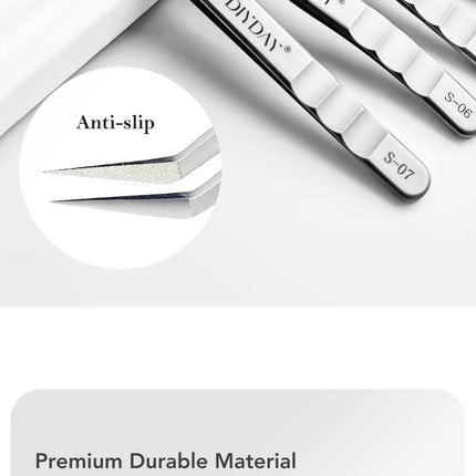 DIYDAY Eyelash Extension Tweezers Stainless Steel Eyebrow Precision Tweezers Fiber Tip Volume Isolation Lashes Extension Tweezer