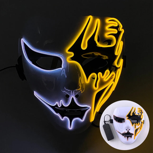 shuffle dance mask luminous purge Mask devil glowing Masquerade Cosplay Mask for Halloween horror haunted house props