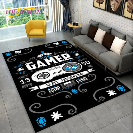 Cartoon Gamer Game Gamepad Area Rug,Carpet Rug for Living Room Kids Bedroom Sofa Kitchen Doormat Decor,Child Non-slip Floor Mat