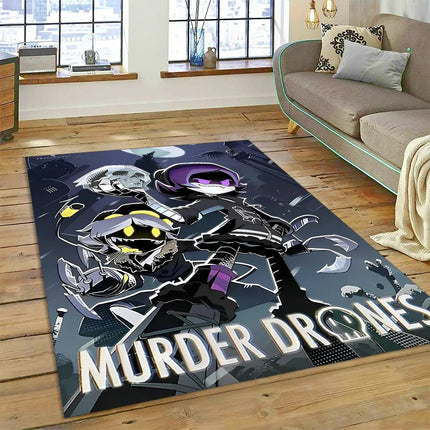 2025 New Style Cartoon Murder Drones Uzi Robot 3D Rug Carpet for Living Room Bedroom Home Decor, Non-slip Sofa Doormat Floor Mat