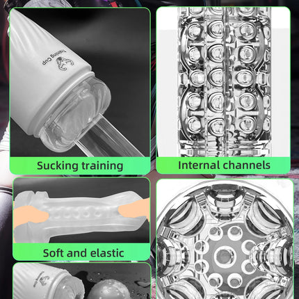 Male Masturbator Transparent Meat Vaginal Masturbation Adult Male Sex Toy Piston Manual Masturbator Cup Penis Massage Trainer