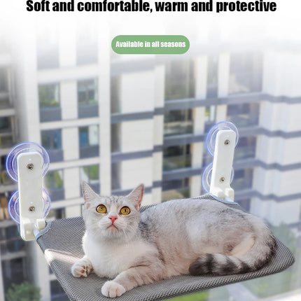 Foldable Cat Hammock Plush Mesh Window Wall Jumping Platform with Double Suction Cups for Cats