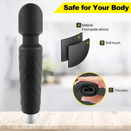 Adult Sex Toy Vibrator Wand for Women Clitoral Nipple Stimulator with 8 Speed 20 Vibration Modes Female G Spot Masturbation Wand