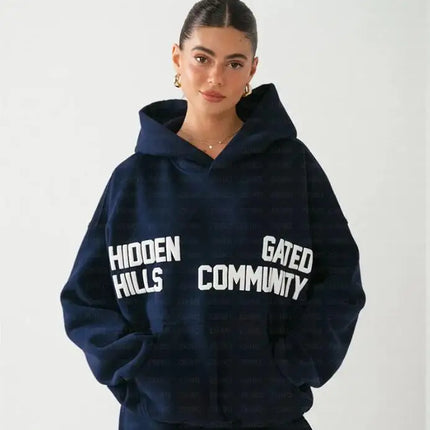 Casual Niche Personality Loose Foam Letter Print Hooded Pullover Sweatshirt Unisex Trendy Daily Top Gothic high street fashion