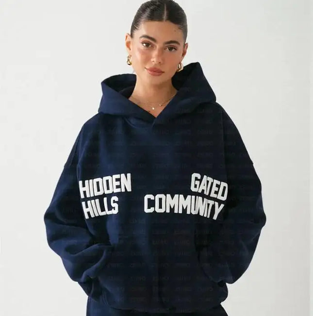Casual Niche Personality Loose Foam Letter Print Hooded Pullover Sweatshirt Unisex Trendy Daily Top Gothic High Street Fashion