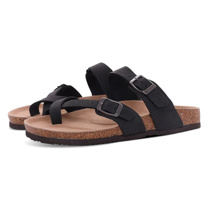 Kidmi New Women Clogs Men Clogs Suede Slippers Fashion Cork Footbed Leather Slippers Classic Mules Soft Antiskid House Slippers