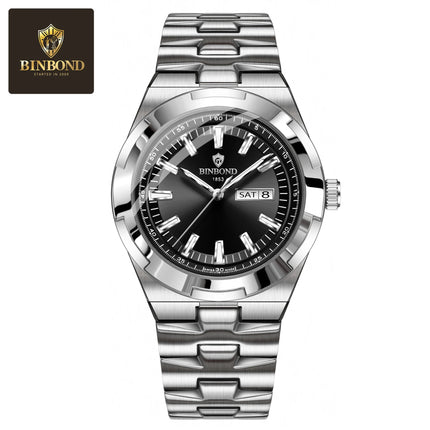 BINBOND New Luxury Quartz Men's Wristwatch Sport Men Watches Waterproof Luminous Date Week Stainless Steel Men's Watch Male Reloj