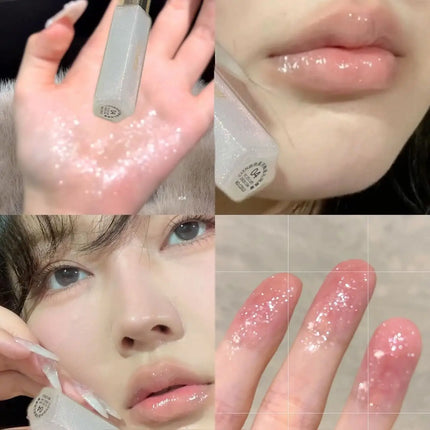 Cizn Galaxy Qin Lip Gloss Moisturizing and Long-Lasting Fine Shimmer Plumping Lip Gloss Mirror-Like Water Gloss Daily Lipstick Cosmetics Same Style as Girl Groups