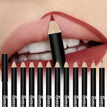 12 Color Nude Matte Lipstick Pencil Long-lasting Waterproof Lip Pencil High Pigmented Lip Liner Lips Makeup Tool Lip Contouring