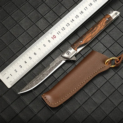 2024 Damascus Pattern Folding Knife Multi-Purpose Outdoor Camping Quick Open Pocket Knife Stainless Steel Folding Knife