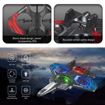 NEW E72 foam aircraft stunt intelligent fixed height hover 360 °turnLED lights  fighter A gift for a boy RC Drones toy