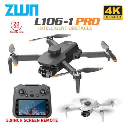 L106-1PRO GPS Professional Drone With 4K HD Camera Screen Remote 5G WIFI 3KM EIS Obstacle Avoidance FPV Brushless Quadcopter