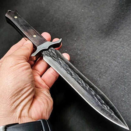 High Hardness Damascus Blade Ebony Handle  Camping EDC Fruits Jungle Knife Outdoor Survival Field Portable Tools Collection Gift