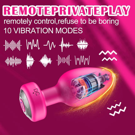 Anal Plug Vibrating Butt Plug Adult Sex Toys with APP & Remote Control Clitoral Vibrator 10 Vibration Modes for Men Women Couple