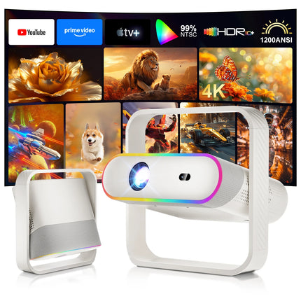 Salange P40 Smart Projector Native 1080P Android Auto Focus BT5.4 WIFI6 70mm RGB Ambient Light HiFi Speaker Portable Home Cinema