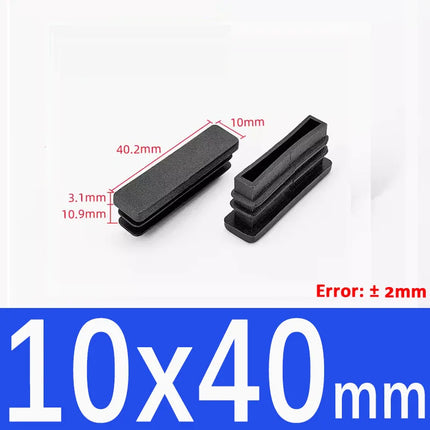Black Plastic Square Oblong Pipe Plug 13x13mm~100x100mm Insert Table Chair Furniture Foot Cover Anti Slip Blanking End Cap
