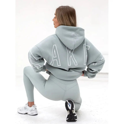 Women Sweatshirts Black Hooded Pullover Big Letter Print Loose Fit New Comfortable Casual Streetwear Minimalist Style Daily Wear