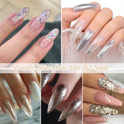 7PCS/SET Glitter Nail Polish,Sparkly Shiny UV LED Soak Off 6Colors Gel Polish Kit Home DIY Manicure Nail Salon Varnish With Tool