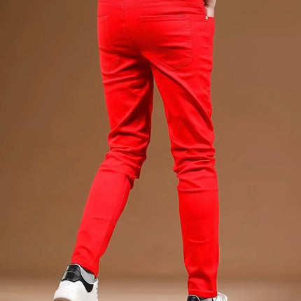 KING JEANS RED Men's Long Pants Bulletproof Business Office Style Simple And Versatile Suitable For Various Occasions
