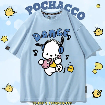 Sanrio Summer Baby Girls 100% Cotton Clothes Kids Children Boys Cute Pochacco Printed T-shirts Cartoon Short Sleeve Top Outfits