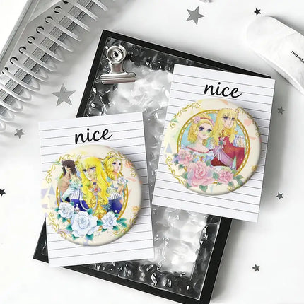 manga art anime Rose of v-Versailles Lady Oscar round Badge Laser Style Peripheral Lapel Pins Goods Tinplate Brooch﻿ bag decor