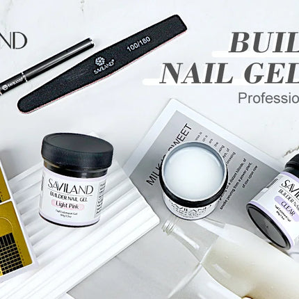 Saviland 100g Builder Nail Gel White Nude Pink Nail Extension Gel Multifunctional Nails Art Gel Polish Soak Off UV for Salon DIY