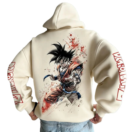 2026 Dragon Ball Retro Anime Hoodie, Son Goku Print Men's Pure Cotton Hoodie, Casual Loose Sports Daily Version Y2K Style