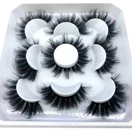 AMSDCN New 5-Pair 8-25mm Natural 3D Mink Eyelash Extension Eyelash Maquiagem