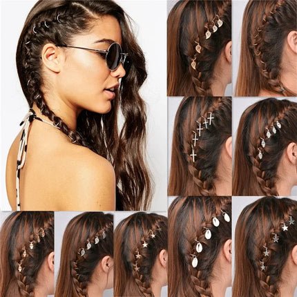 SOHOT New Arrived Set Circle Shell Cross Pendant Women Hairwear Dreadlocks Locs Headbands Hair Clips Ornaments Gift