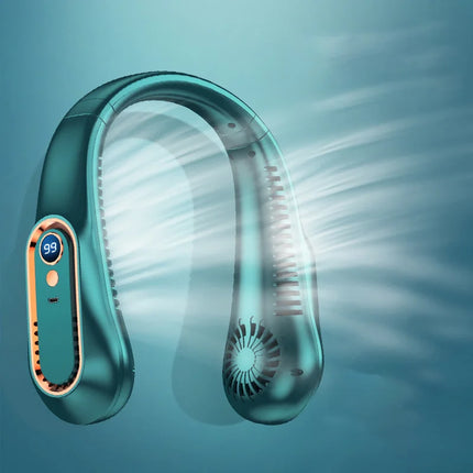 Lenovo 8000mAh Portable Hanging Neck Fan Bladeless Neckband Fan Digital Display Power Air Cooler USB Rechargeable Electric Fan