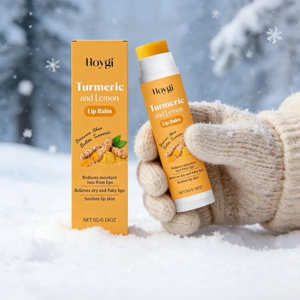 Hoygi Turmeric and Lemon Lip Balm Lip Brightening for Dark Lips Care Dry Lips Treatment Dead Skin Remover Moisturizing Lip Balm