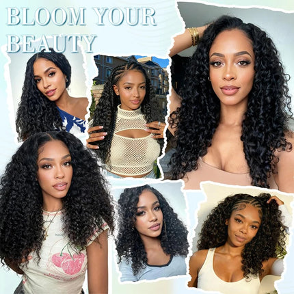 Deep Wave Crochet Human Hair Bundles Boho Braid Hair 100% Remy Pre-Separated Feather Invisible Crochet Hair Extensions For Women
