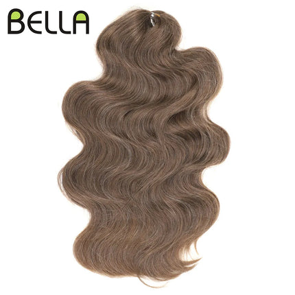 BELLA 24 inch Body Wave Crochet Hair 3PCS Synthetic Hair Braids Fake Hair Ombre Blonde Brown Natural Braiding Hair Extensions