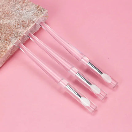 3pcs/set Portable Silicone Lip Makeup brushes Travel size Cream spoon Make up brushes sequins Eyeshadow cosmetic tool with lid