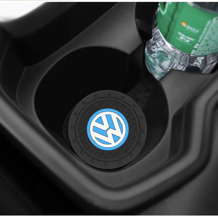 2Pcs Car Interior Coasters Silicone Water Cup Anti-slip Mats For VW Tiguan Arteon Taigo Caddy CC e-up! Golf Polo Passat Amarok