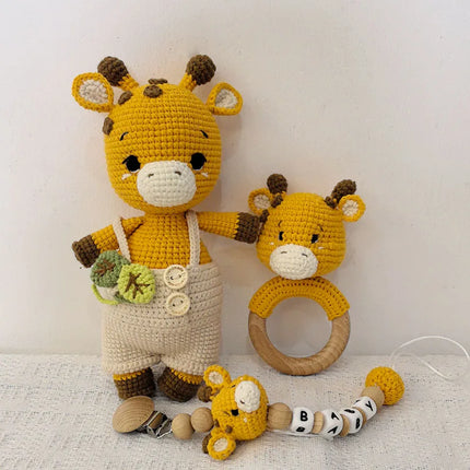 Newborn Mobile Gym Educational Ring Teething Toy Baby Cotton Baby Wooden Ring Rattle Crochet Wool Toy Customize Pacifier Chain