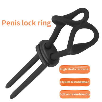 Cock Ring with Ball Stretcher for Men – Adjustable Silicone Penis Lock Ring for Delay Ejaculation, Reusable Erection  Adult Toy