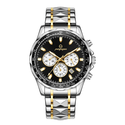 PENGAGAR Luxury Watches Men Business Waterproof Luminous Fashion Stainless Steel Date Week Band Male Quartz Watch Reloj