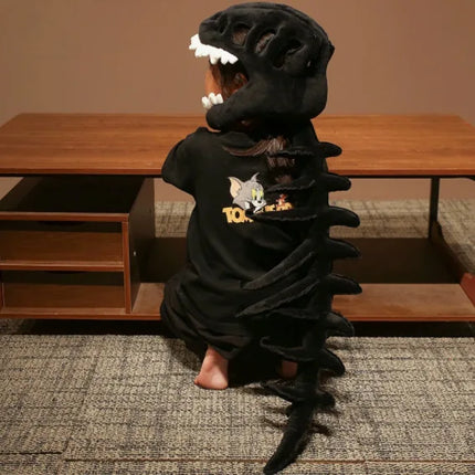 T Rex Dinosaur Skeleton Plush Hat Funny Wearable Skull Cap Full Spine Cosplay Costume Novelty Party Hat Halloween Gift Boys Girl