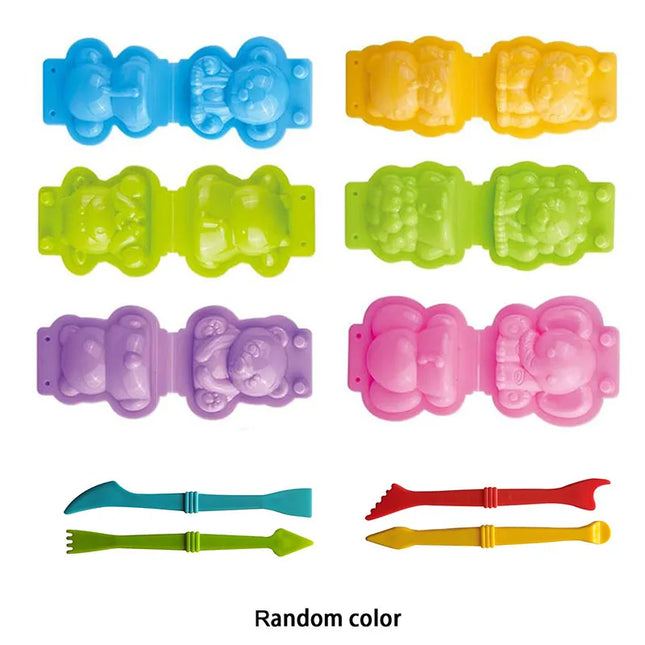 Cartoon 3D Animal Play Dough Molds DIY Creation Tools For Kids Toddlers Various Animal Molds Rolling Pins Clay Dough Accessories
