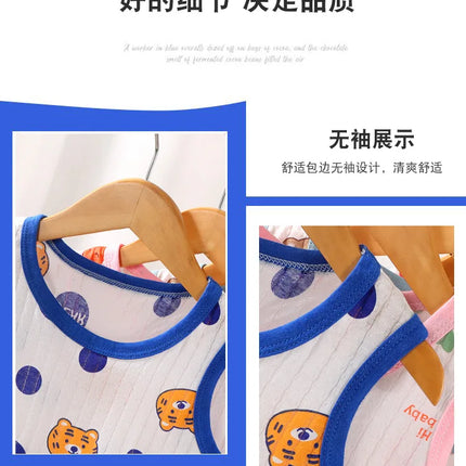 2025 New Kids Sleeveless Set Summer Cotton Girls' Shorts Pajamas Korean Style Boys' Tank Top Outfit Children Clothing Set
