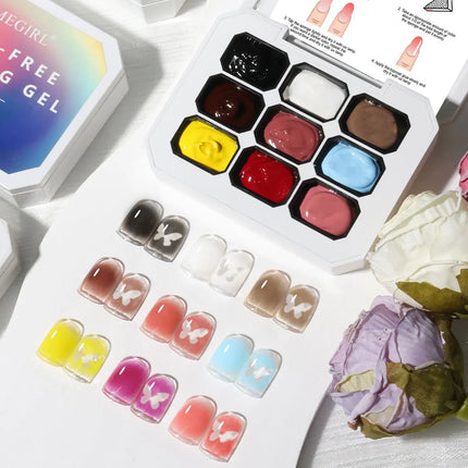 9-colors Memories of Autumn Patter Glue Smudges Canned High Saturation Popular Semi-solid Nail Polish Glue Nail Salon