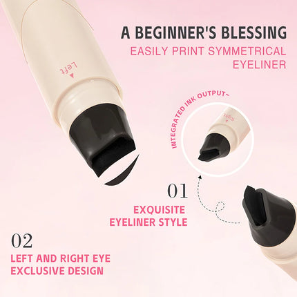 O'CHEAL  All-in-one Rotating Eyeliner Stamp Pen Quick Eye Makeup Double-Ended Eyeliner Waterproof Long-Lasting Stamp Eyeliner
