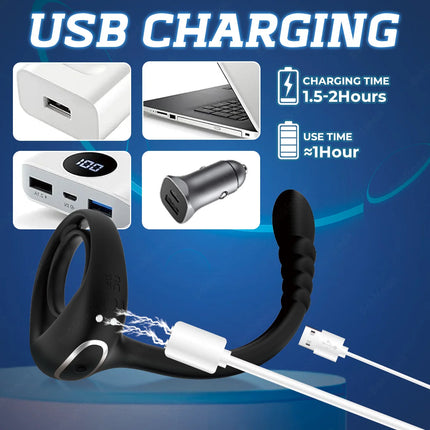 Prostate Massager Cock Ring Sex Toys for Men Vibrating Cock Ring Stimulator Remote Control Anal Butt Plug Vibrators for Men