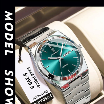 POEDAGAR Luxury Quartz Man Wristwatch Sport Men Watches Waterproof Luminous Date Week Stainless Steel Men's Watch Male Reloj
